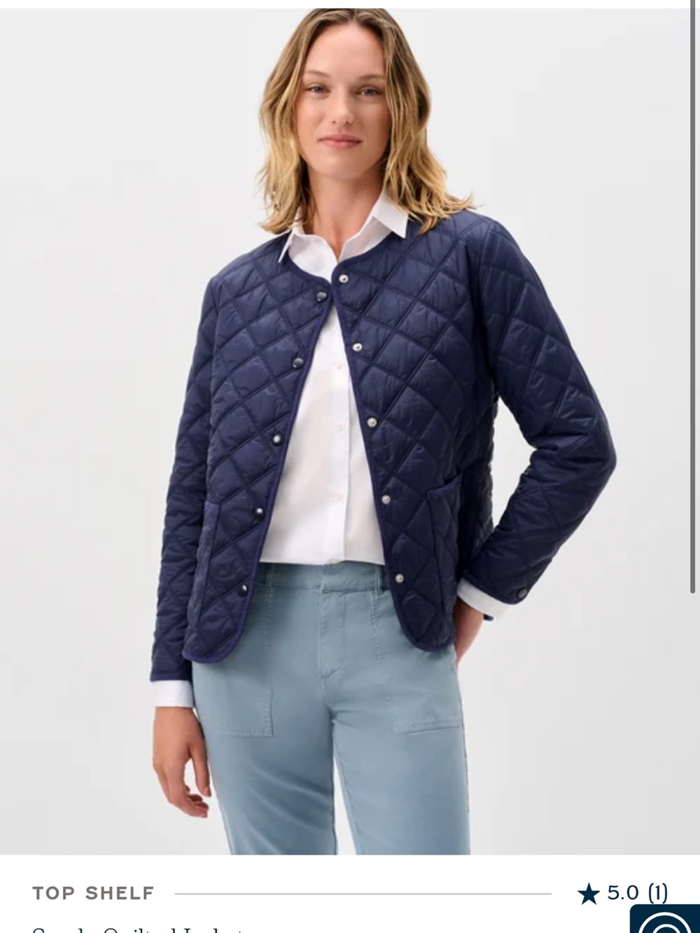 johnnie-O Navy Diamond-Quilted Snap Puffer Jacket